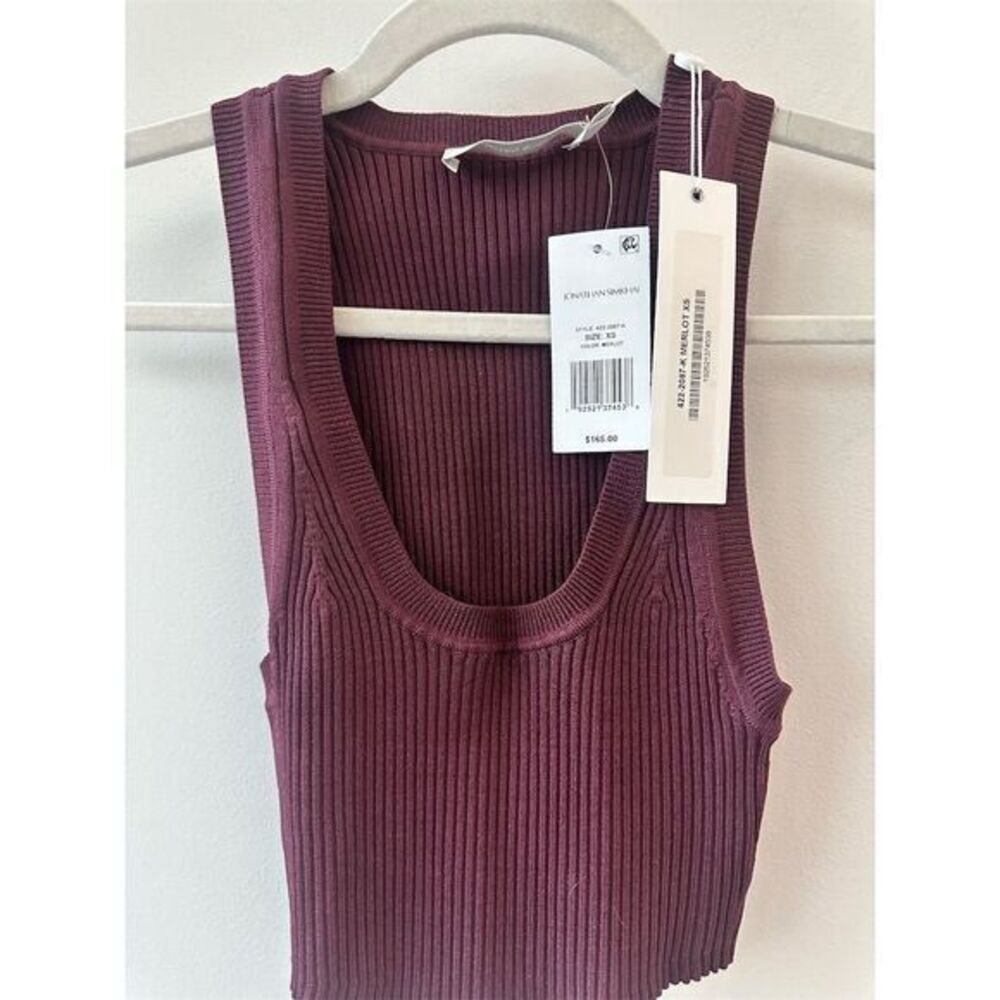 Jonathan Simkhai Women's XS Red Ribbed cropped  Tank Top Sleeveless Casual